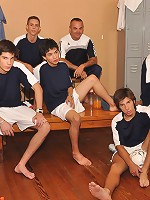 Horny gay daddy seduces his twink football team